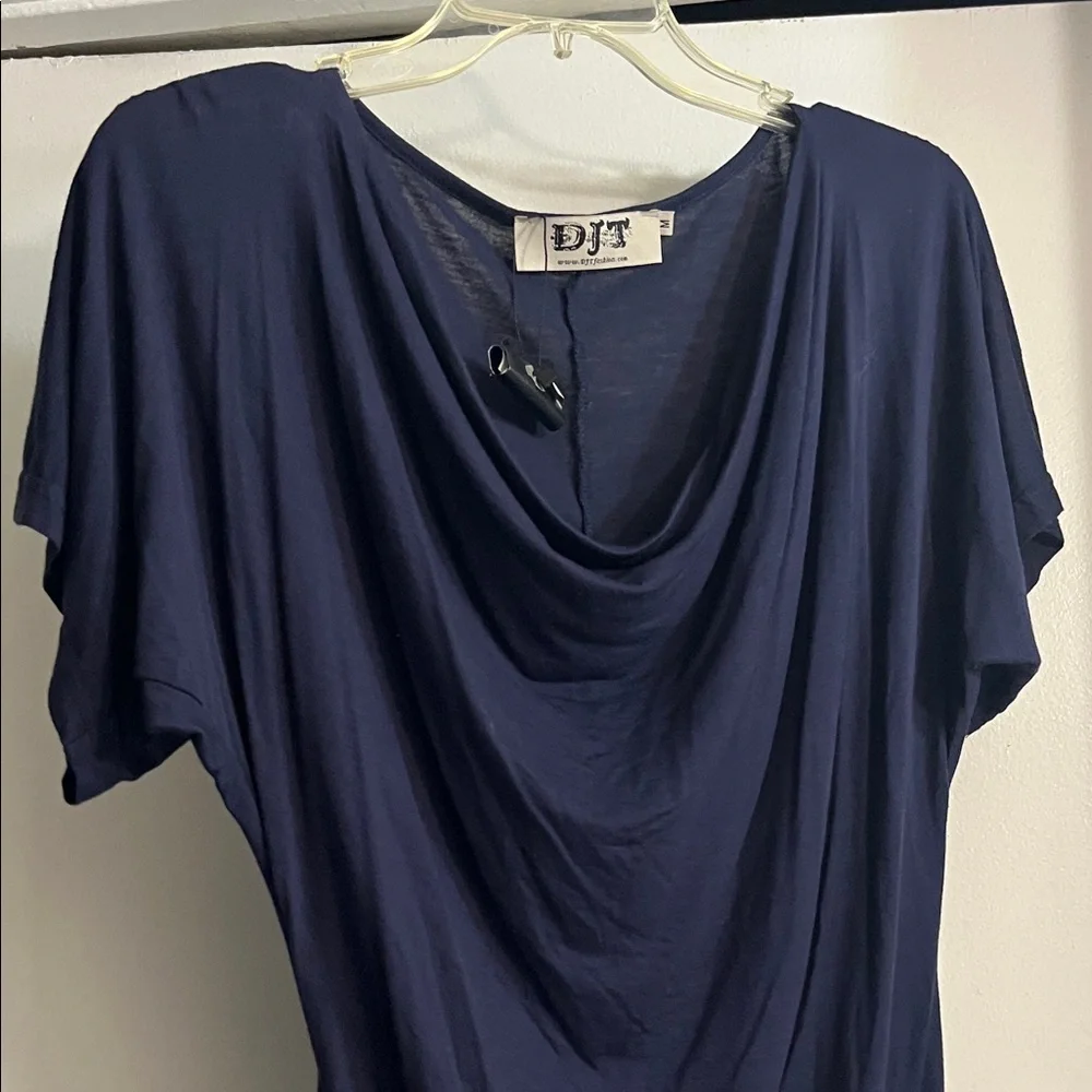 Women's Navy Drape Top - Picture 4 of 6